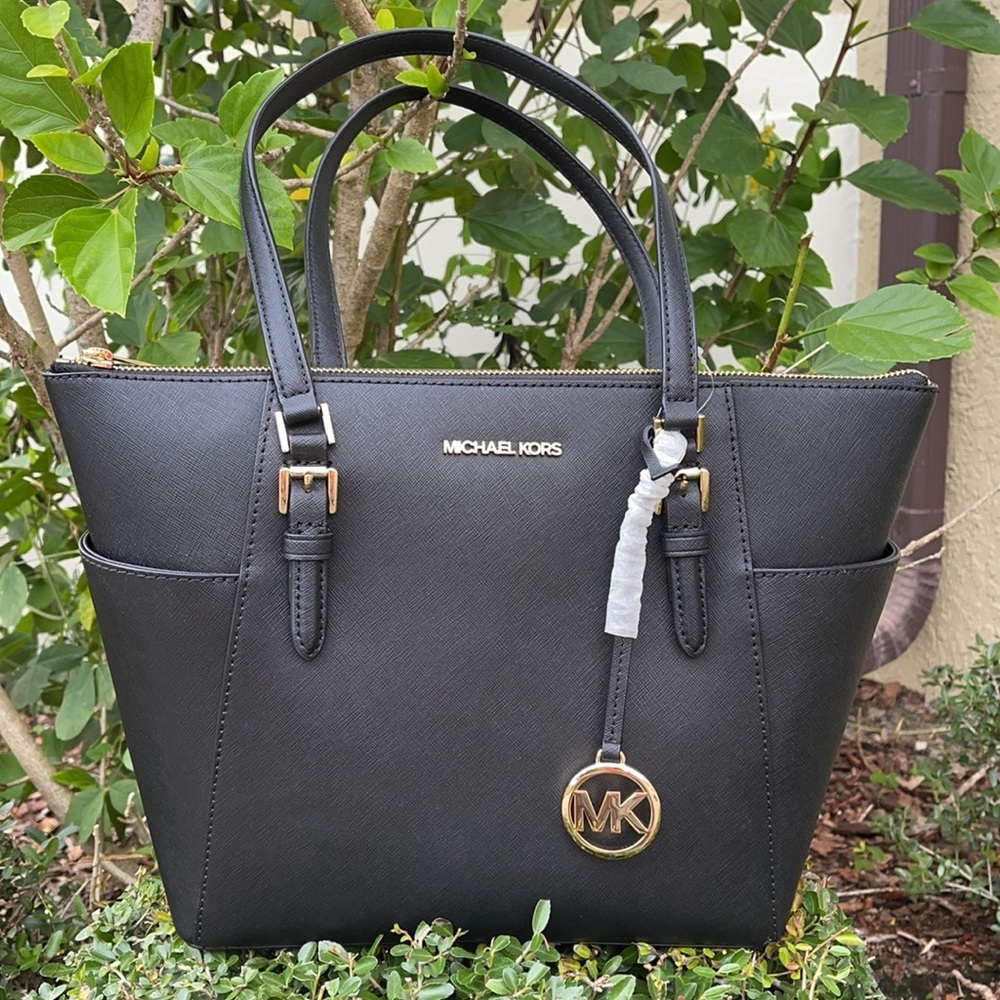 Michael Kors Large Charlotte Top Zip Leather Tote - Picture 1 of 16